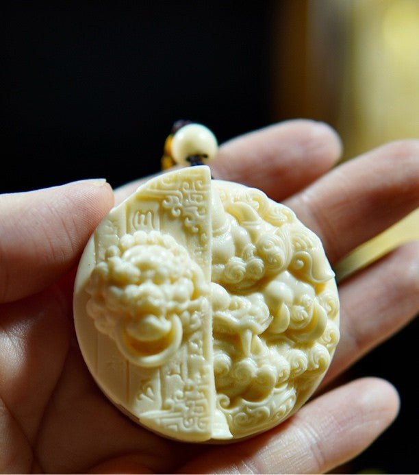 Pi Xiu Ivory Nut Pendant – Masterpiece Beast Head Carving, Collector Wealth Amulet & Spiritual Protection Art | Buddhabelief
