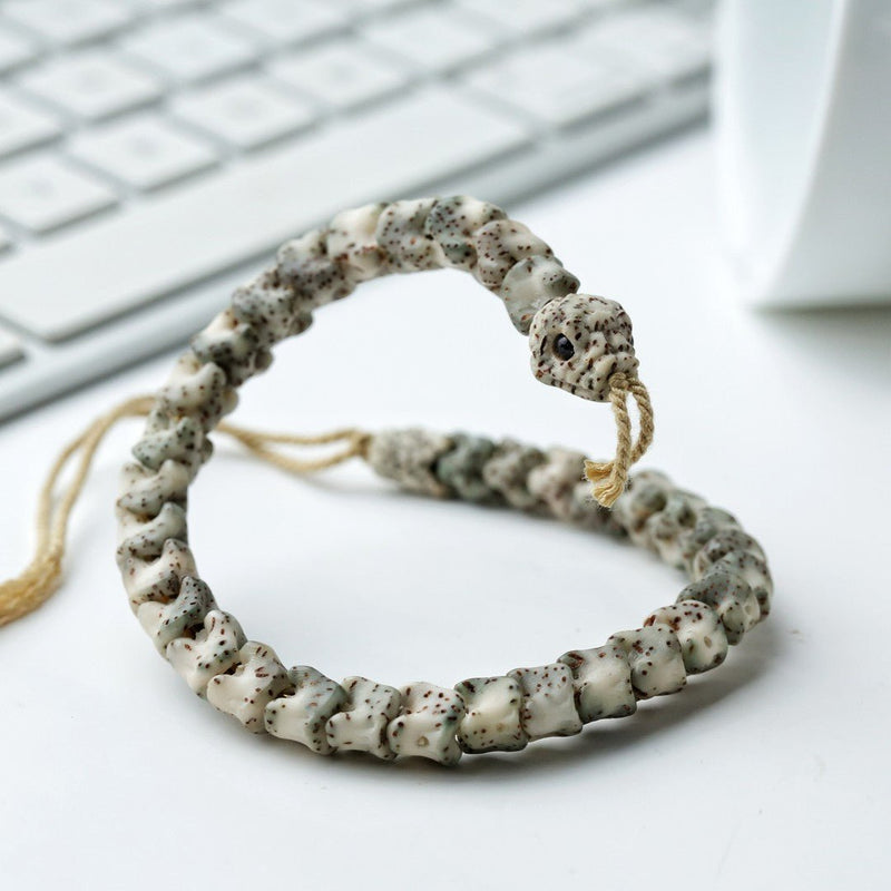 Snake - Bone Moon Star Bodhi Bracelet – High - End Exclusive Handcrafted for Protection & Spiritual Growth - Buddhabelief
