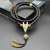 7mm Natural Coconut Pedicle Straight - Cut 108 Prayer Beads – High - End Designed Mala with Unique Accents for Meditation & Collection - Buddhabelief