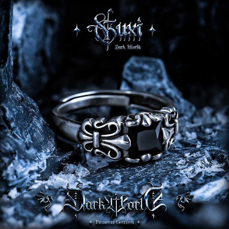 925 Silver Lone Shadow Dark Minimalist Ring — view 3