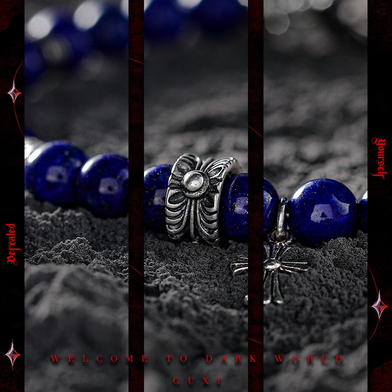 Firmament Beaded 925 Silver Bracelet for Men — view 3