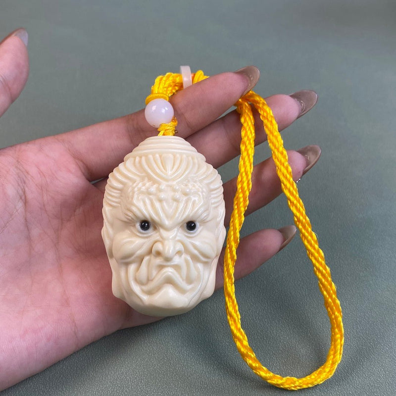 Moment of Choice Ivory Nut Sculpture - Buddha & Demon Root Carving Meditation Art - Buddhabelief