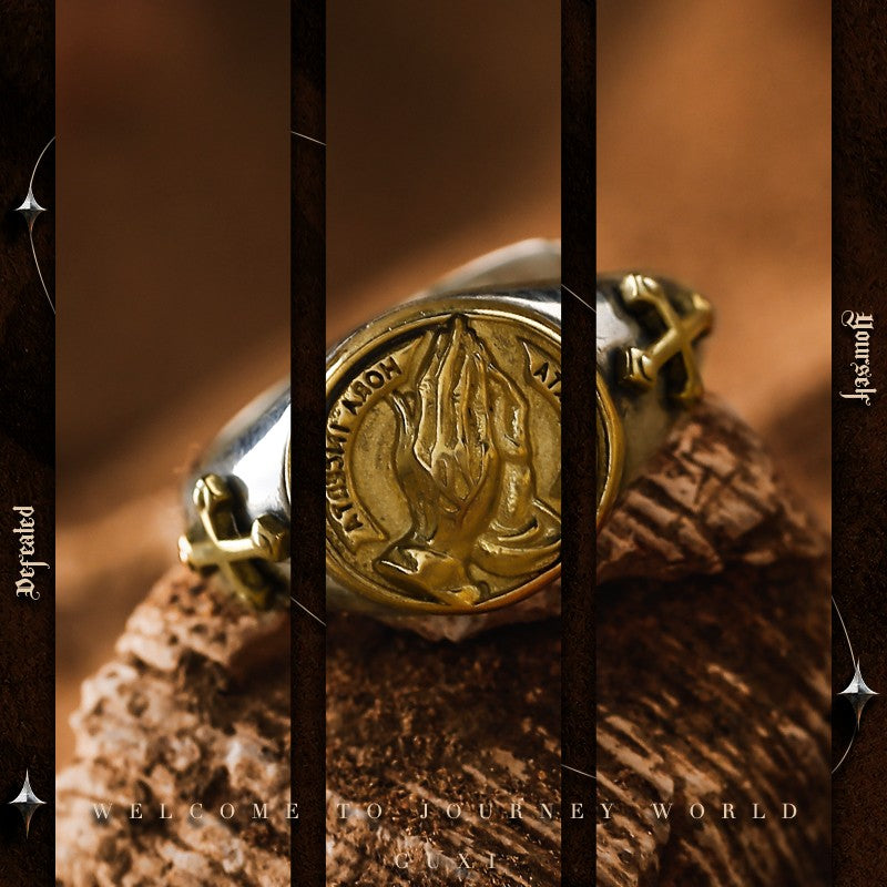Dominion Cross Oxidized Silver Band Ring — view 3