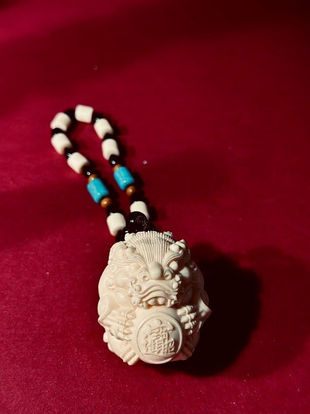 Ruyi Pi Xiu Ivory Nut Carving - Hand - Carved Collectible Art Piece for Wealth & Protection - Sustainable Spiritual Sculpture - Buddhabelief