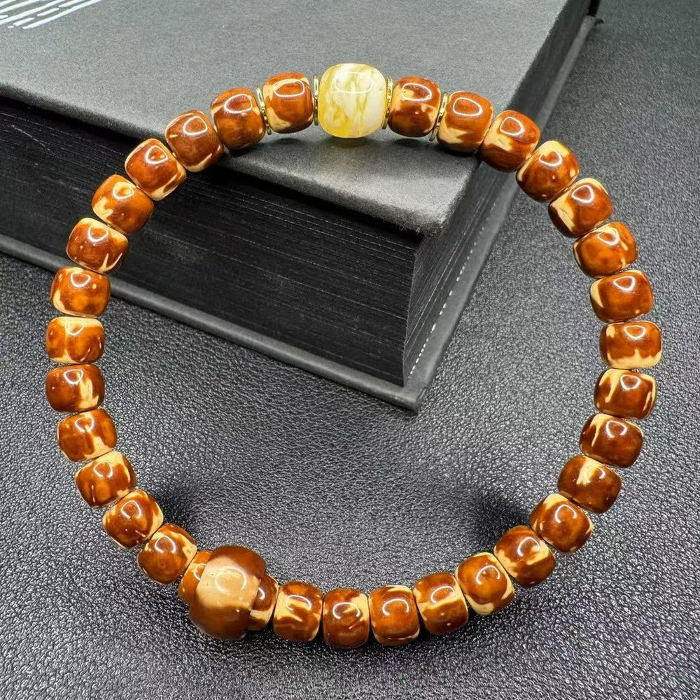 Solid Flame Purple Gold Rat Bodhi Bracelet | Artisanal - view 1