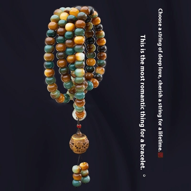 Dunhuang - style 108 - bead bodhi rosary | Handmade multi - loop lotus sachet - Buddhabelief