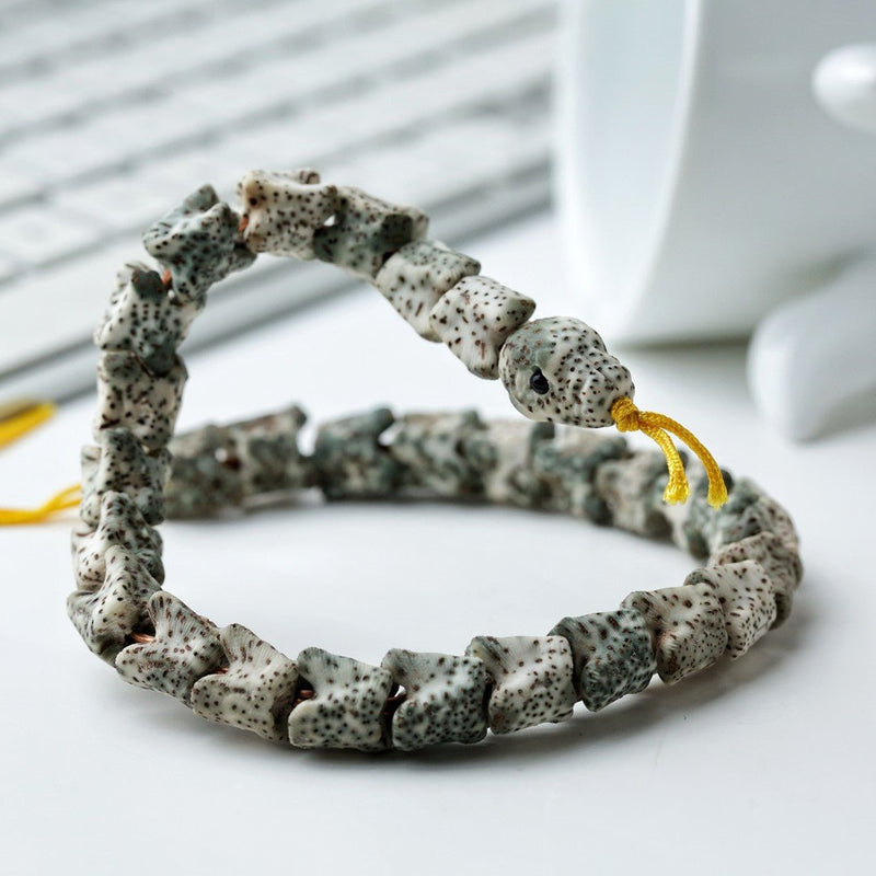 Snake - Bone Moon Star Bodhi Bracelet – High - End Exclusive Handcrafted for Protection & Spiritual Growth - Buddhabelief