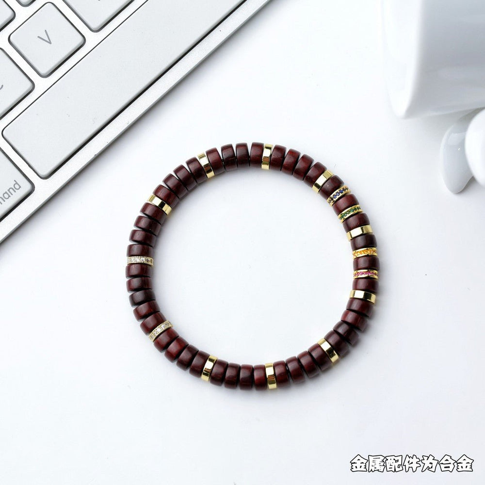 Four-Color Rosewood Bracelet | Handmade High-Density Beads - view 4