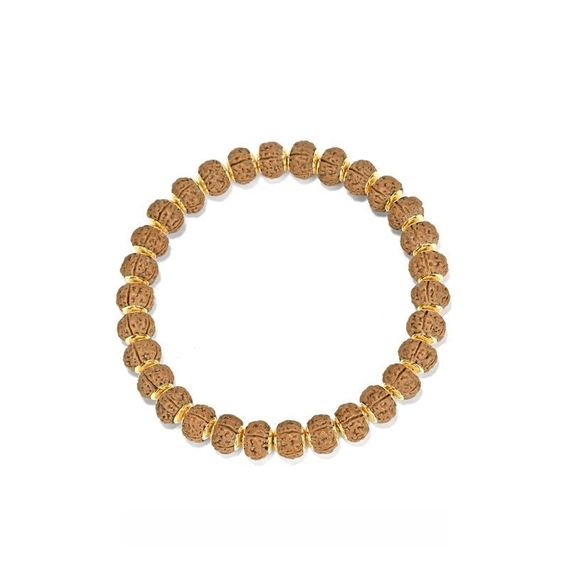 "Golden Shield Vajra" Old Tree King Vajra Rosary Bracelet - 9mm five - petal seed alloy inlay, providing unbreakable protection and strength - Buddhabelief