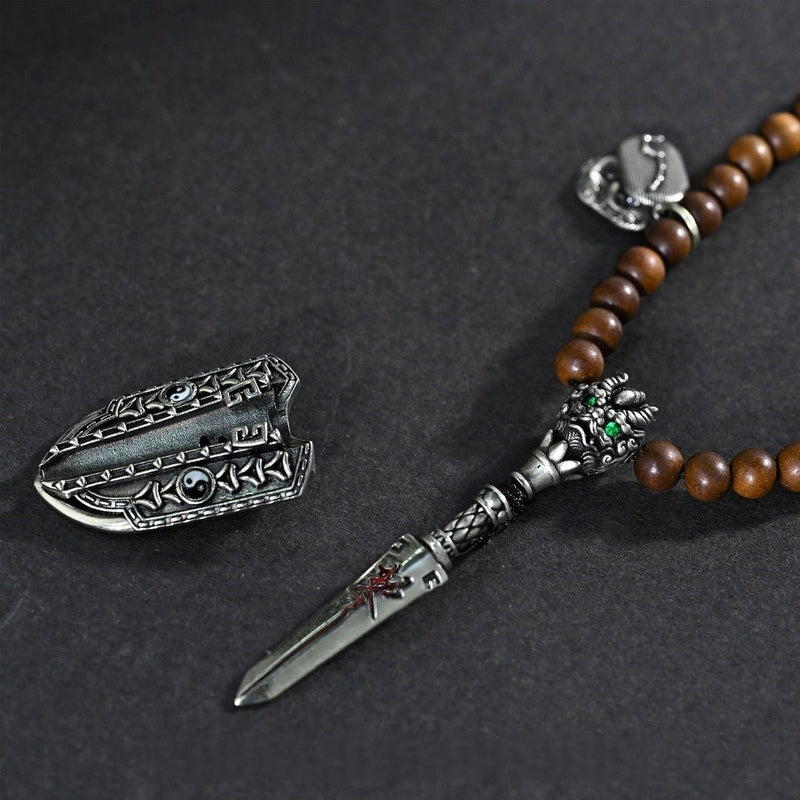 'The Way of Nature' Necklace - 6.2mm Natural Lightning - Struck Jujube Wood Beads - Rare Taoist Ritual Tool for Purification & Supreme Protection - Buddhabelief