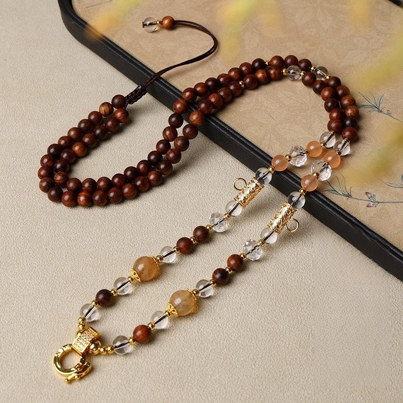Handmade Thangka Cord – Adjustable Wooden Beads with Quick Release - view 4