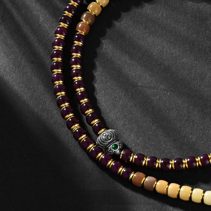 'Violet Thunder Response Bead' Necklace - 7mm Artistically Infused Bodhi Seed Mala - Taoist Ritual Tool for Purification & Energetic Activation - Buddhabelief
