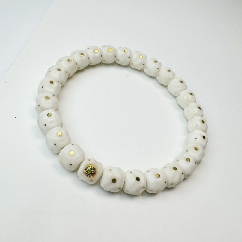 Handmade White Bodhi Gold Bracelet - Buddhabelief