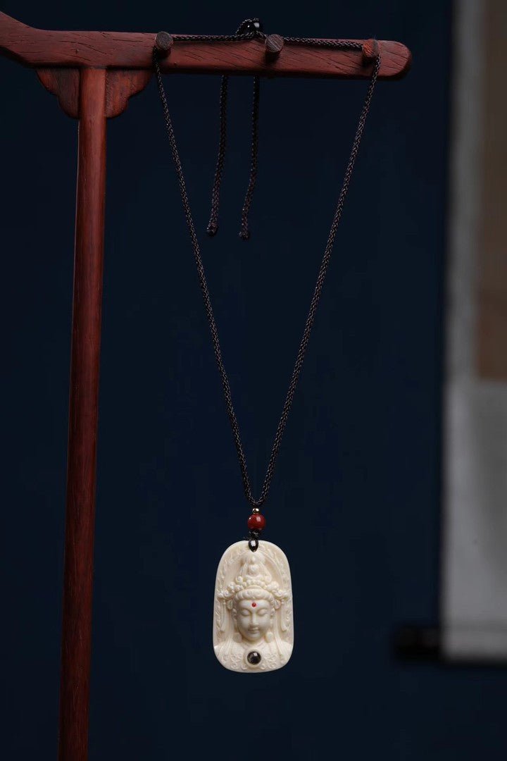 Mini Guanyin Ivory Nut Pendant – Bodhi Jewelry to Wear Around the Neck - view 2