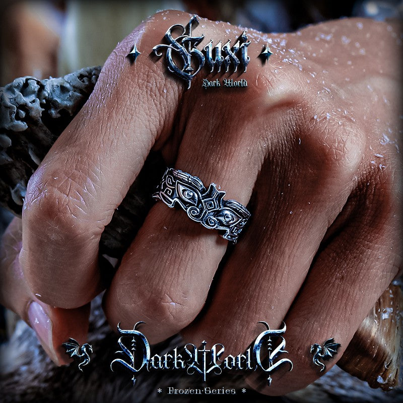 Devourer Beast Open Band Sterling Silver Ring — view 4