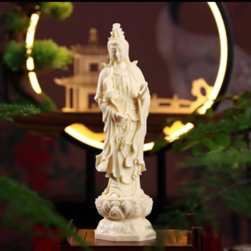 Guardian Deity Bodhi Ivory Nut Carving – Handcrafted Vegetable Ivory Art for Spiritual Protection & Collection - Buddhabelief