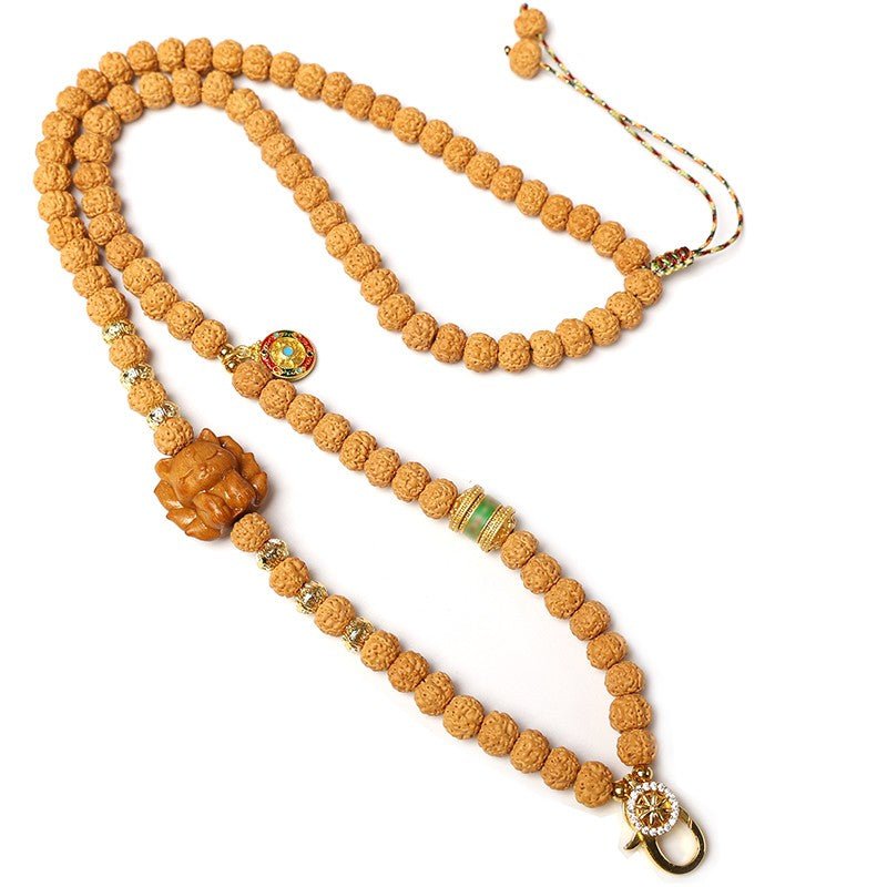 Handcrafted Rudraksha Buddhist Pendant Chain | Nine - Tailed Fox Braided Quick - Release Rope for Thangka & Amulet - Buddhabelief