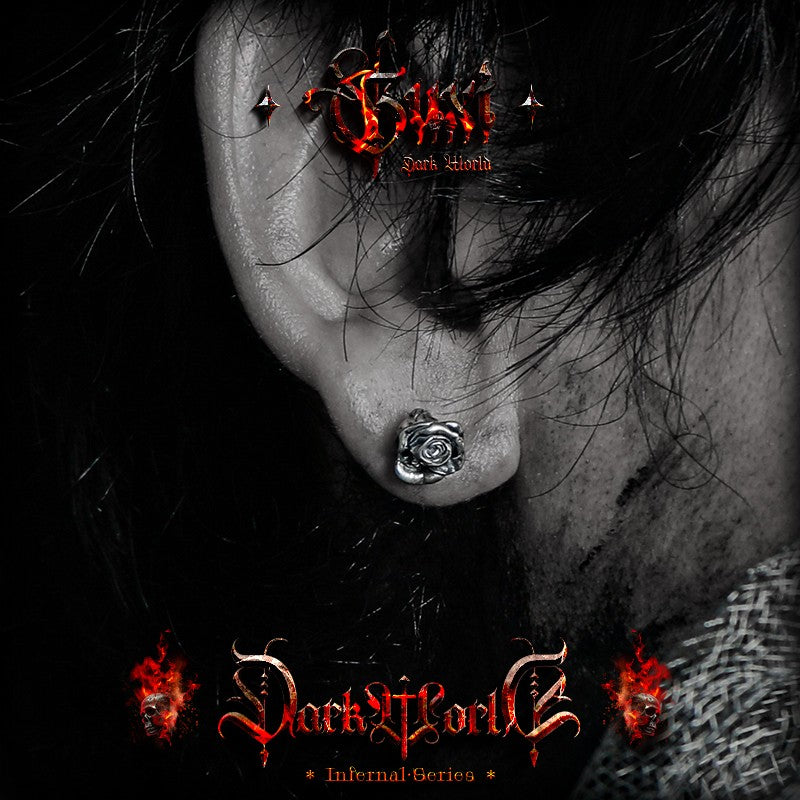 Gun and Rose 925 Silver Stud Earrings — view 5