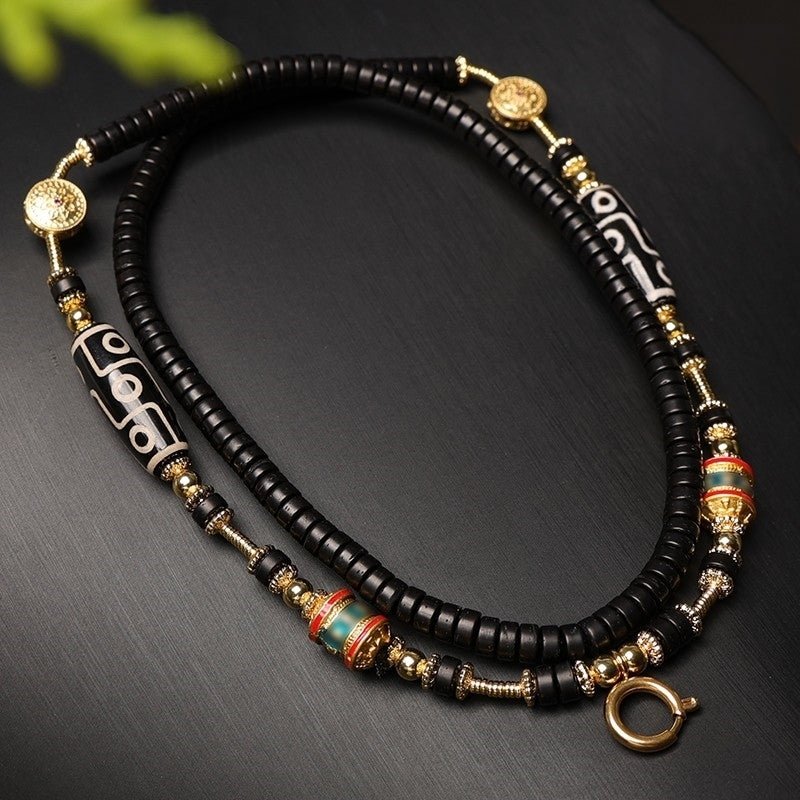 Tibetan Coconut Shell Thangka Chain – Handmade Gold Spinner Rope - view 4