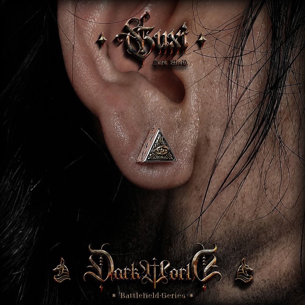 Eye of Horus Triangle Silver Studs — view 5