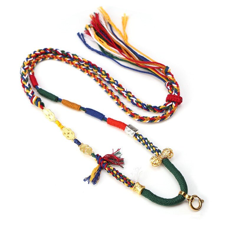 Traditional Tibetan Five - Color (Yellow/White/Red/Green/Blue) Handwoven Hanging Rope – Artisan Thangka Accessory - Buddhabelief