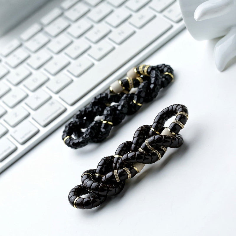 Black gold coconut bead bracelet - hand - polished to retain the antique charm - Buddhabelief