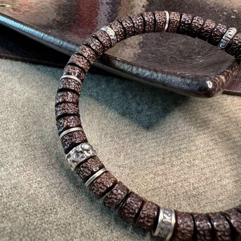 7mm Hainan Natural Coconut Pedicle Bracelet – Handcrafted “Yebala” Design, Original Skin & Color for Luxury Collection & Daily Wear - Buddhabelief