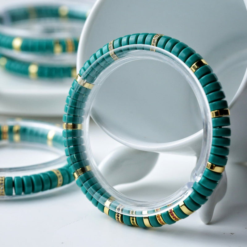 Four Elements Enamel & Liuli Pine Bracelet – 7mm Handmade Spiritual Beads for Harmony & Protection | Monk-Blessed Tibetan Jewelry