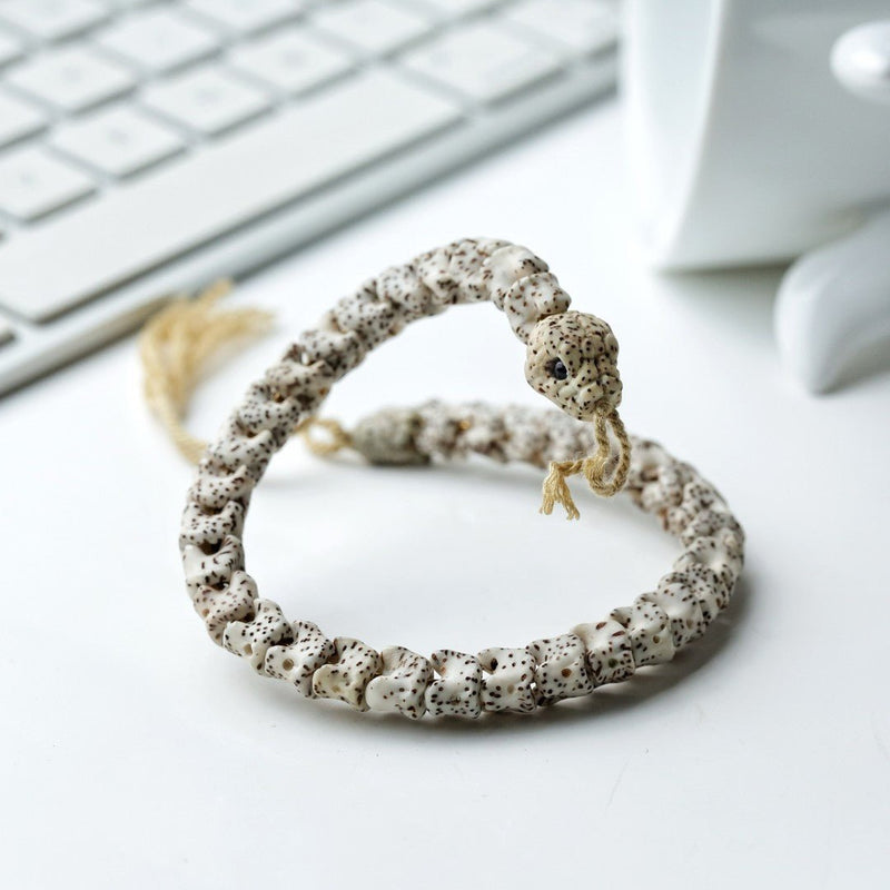 Snake - Bone Moon Star Bodhi Bracelet – High - End Exclusive Handcrafted for Protection & Spiritual Growth - Buddhabelief