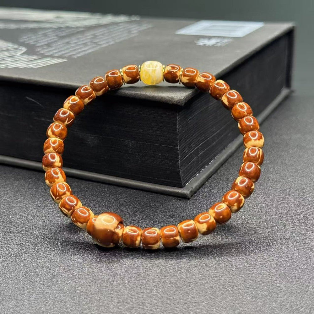 Solid Flame Purple Gold Rat Bodhi Bracelet | Artisanal - view 3