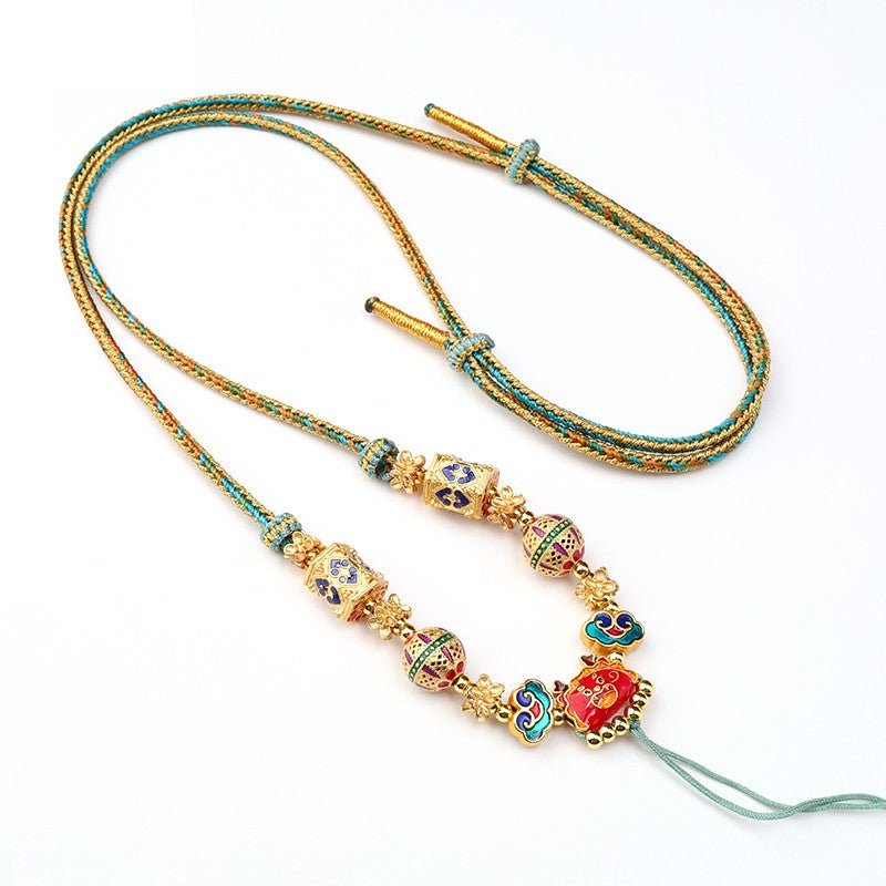 Handcrafted Eight - Strand Braided Enamel Pendant Rope – Tibetan - Style Accessory for Thangka & Buddhist Amulet - Buddhabelief