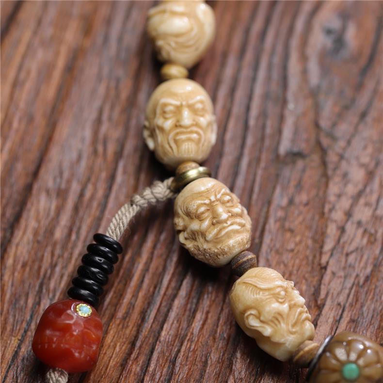 18 Arhats Tibetan Yak Bone Mala - Hand Carved Buddhist Prayer Beads - Buddhabelief