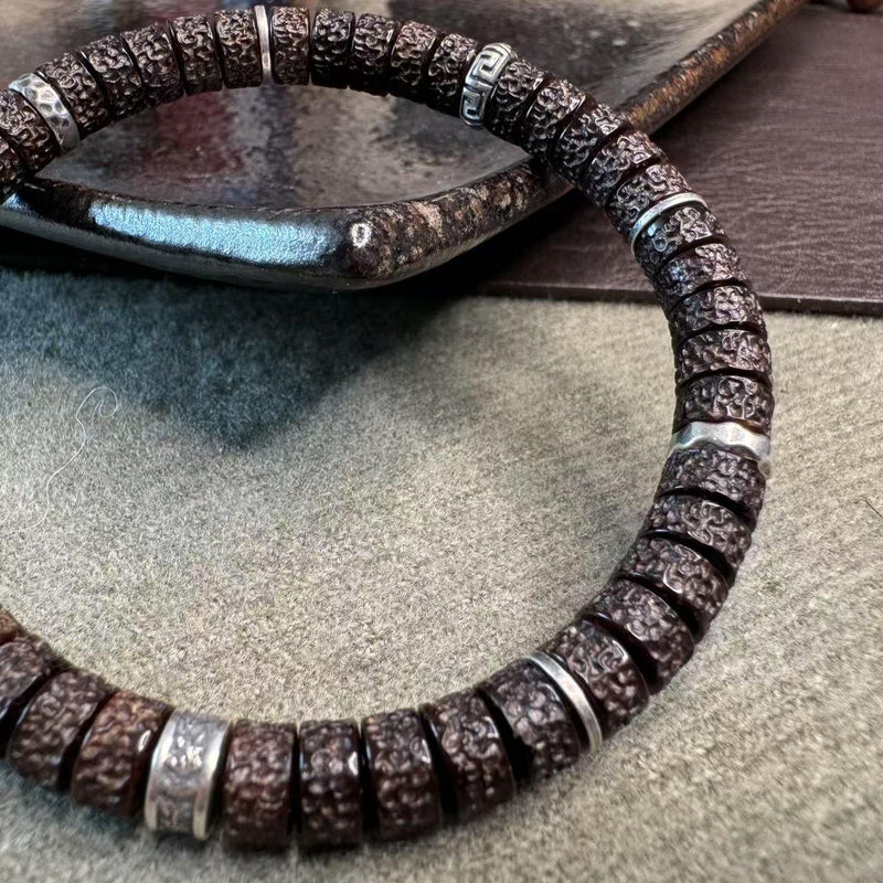 7mm Hainan Natural Coconut Pedicle Bracelet – Handcrafted “Yebala” Design, Original Skin & Color for Luxury Collection & Daily Wear - Buddhabelief