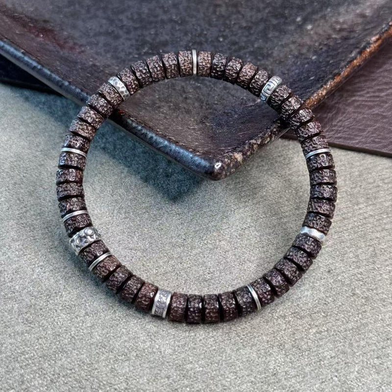 7mm Hainan Natural Coconut Pedicle Bracelet – Handcrafted “Yebala” Design, Original Skin & Color for Luxury Collection & Daily Wear - Buddhabelief