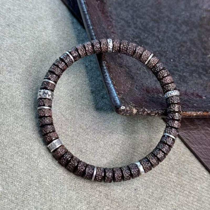 7mm Hainan Natural Coconut Pedicle Bracelet – Handcrafted “Yebala” Design, Original Skin & Color for Luxury Collection & Daily Wear - Buddhabelief