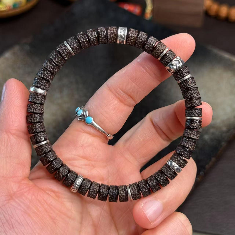 7mm Hainan Natural Coconut Pedicle Bracelet – Handcrafted “Yebala” Design, Original Skin & Color for Luxury Collection & Daily Wear - Buddhabelief