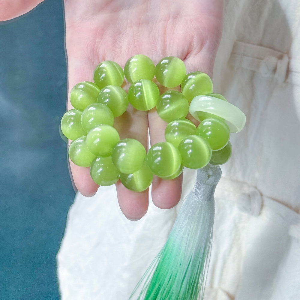 Cat’s Eye Crystal Mala | Handmade Prayer Beads for Peace - view 3