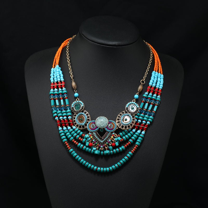 Tibetan Bohemian Necklace – Handmade Ethnic Head & Neck Jewelry - view 2