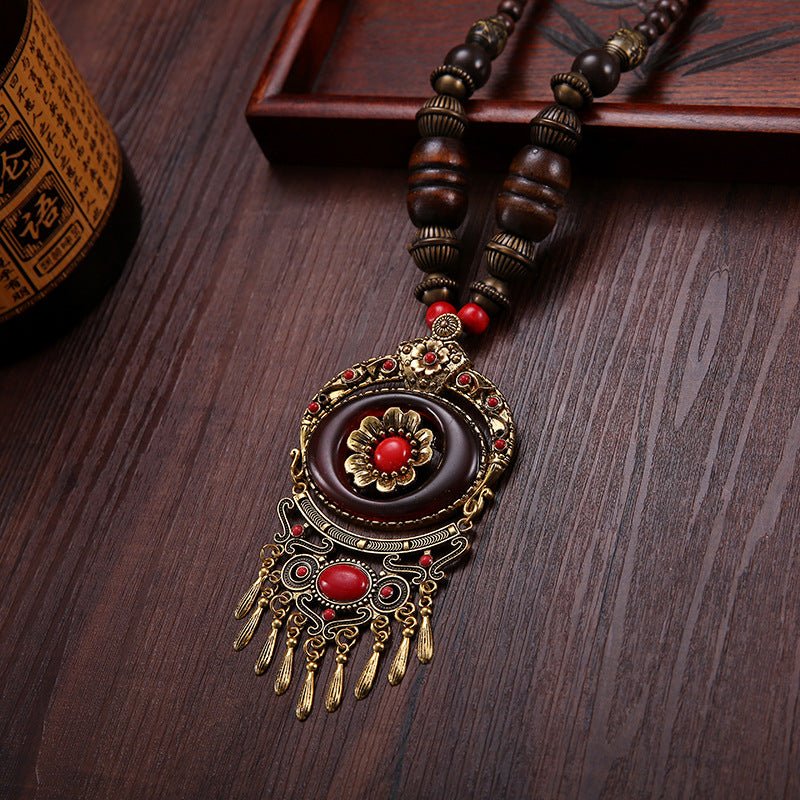 Tibetan Floral Pendant Necklace | Vintage Boho Style - view 4