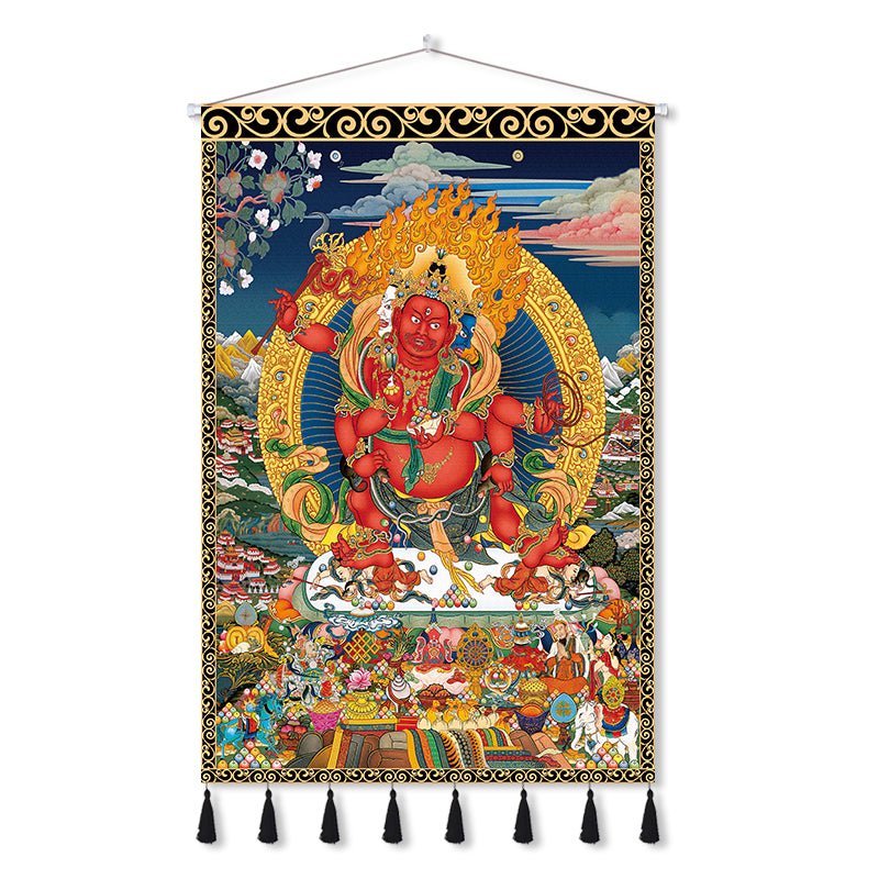 Handmade Tibetan Thangka Wall Scroll with Silk Tassel, Lama Blessed for Home Altar, Meditation & Wealth - Buddhabelief