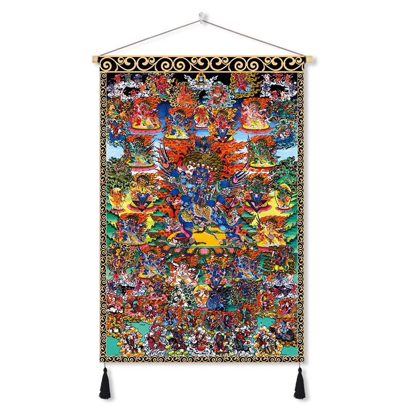 Handmade Tibetan Thangka Wall Scroll with Silk Tassel, Lama Blessed for Home Altar, Meditation & Wealth - Buddhabelief