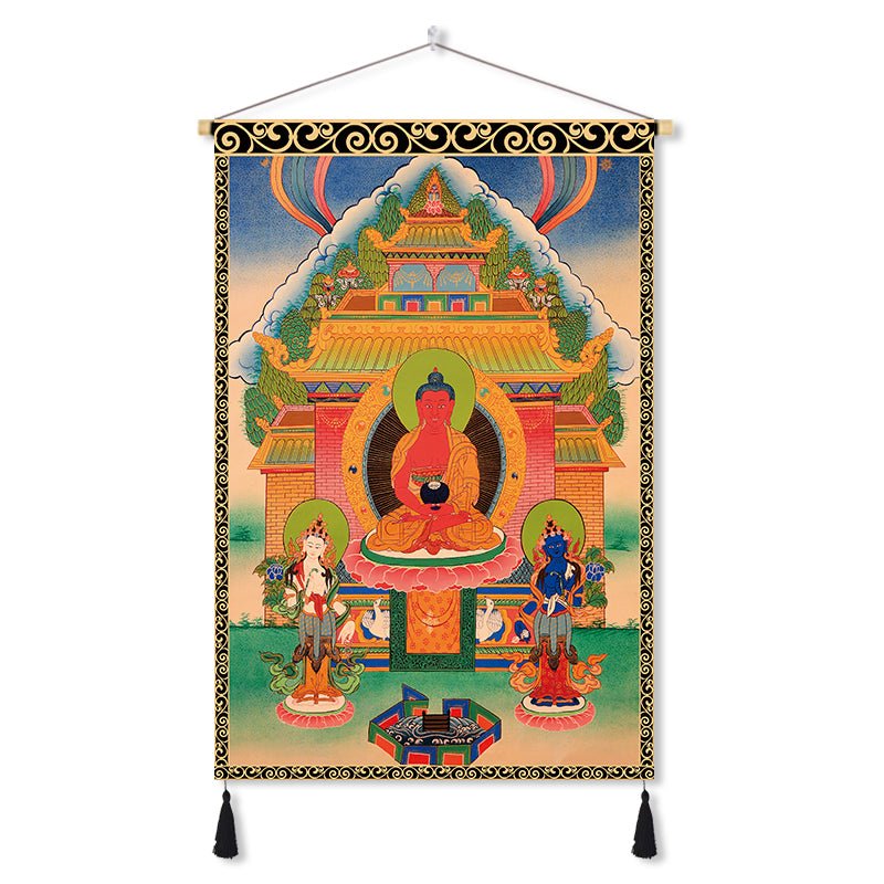 Handmade Tibetan Thangka Wall Scroll with Silk Tassel, Lama Blessed for Home Altar, Meditation & Wealth - Buddhabelief