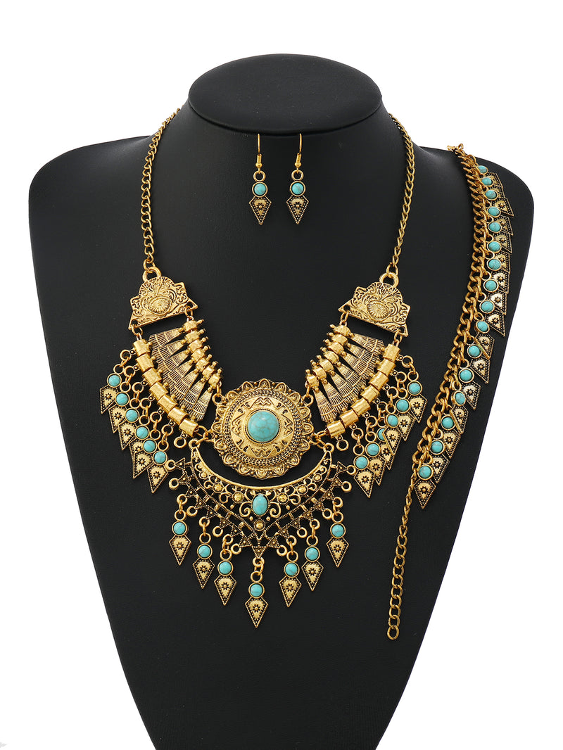 Handmade Tibetan - style Headpiece & Hair Accessory & Earrings Trio Set - Buddhabelief