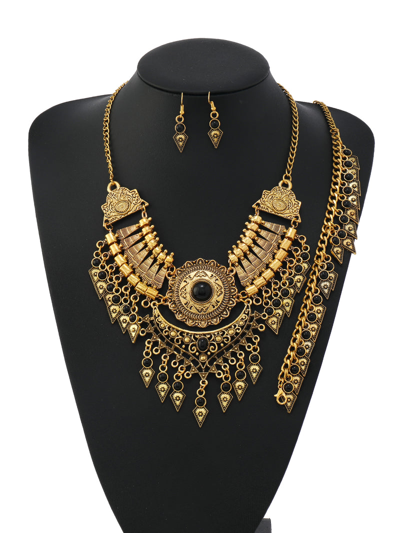 Handmade Tibetan - style Headpiece & Hair Accessory & Earrings Trio Set - Buddhabelief