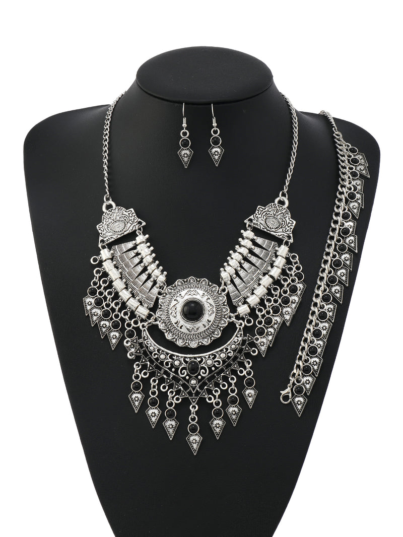 Handmade Tibetan - style Headpiece & Hair Accessory & Earrings Trio Set - Buddhabelief