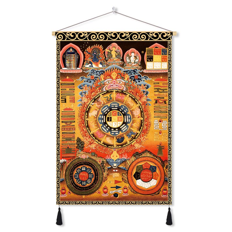 Handmade Tibetan Thangka Wall Scroll with Silk Tassel, Lama Blessed for Home Altar, Meditation & Wealth - Buddhabelief