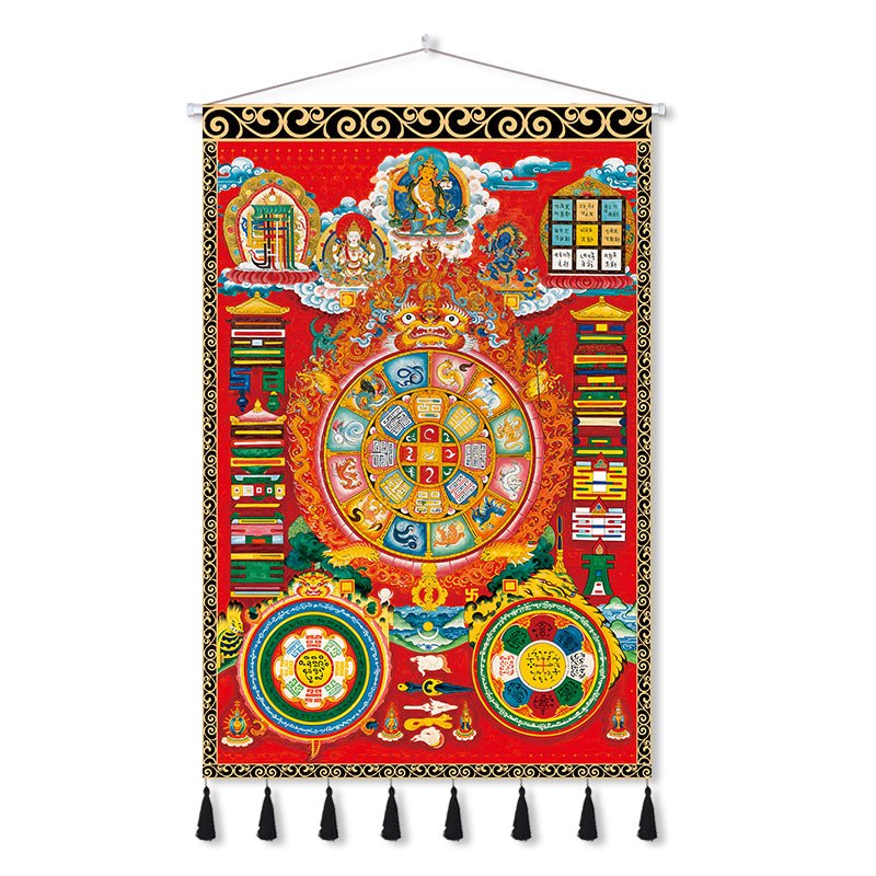 Handmade Tibetan Thangka Wall Scroll with Silk Tassel, Lama Blessed for Home Altar, Meditation & Wealth - Buddhabelief