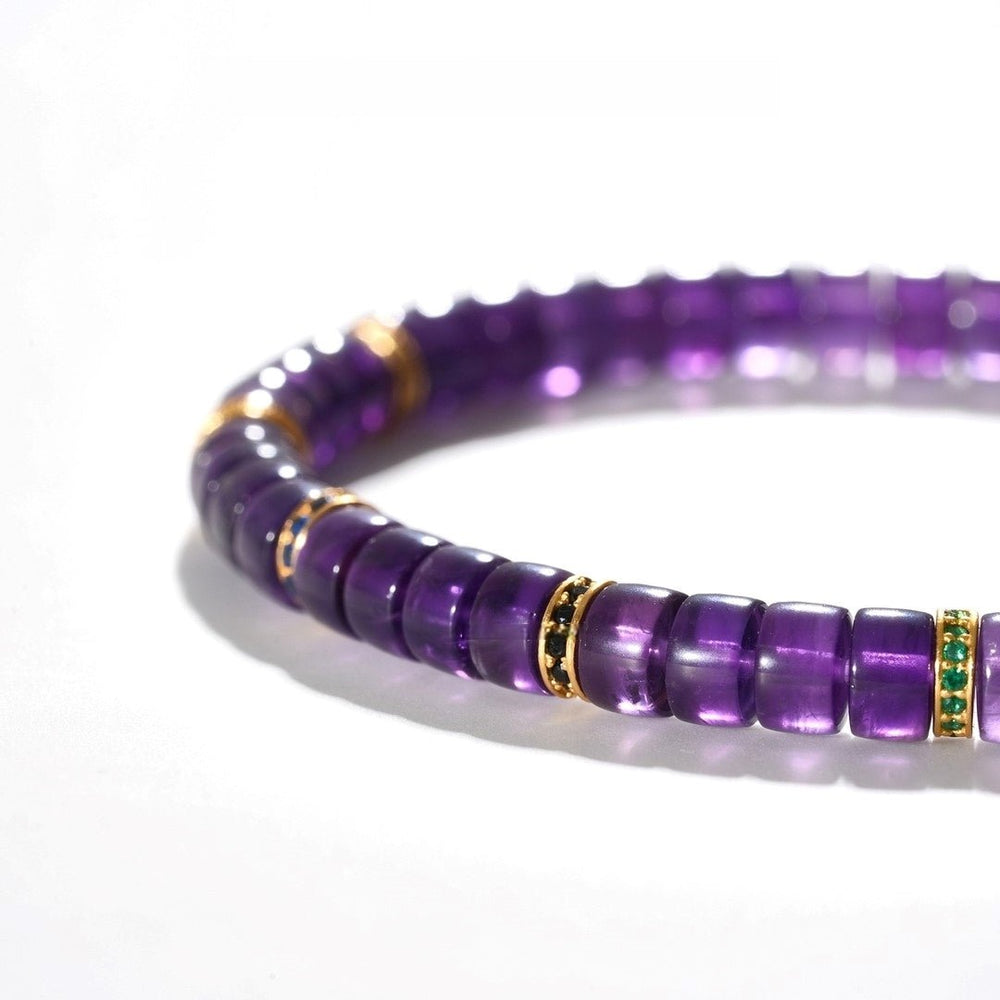 Amethyst Silver Bracelet — 5.5mm Precision-Cut Pure Energy Flow - view 3