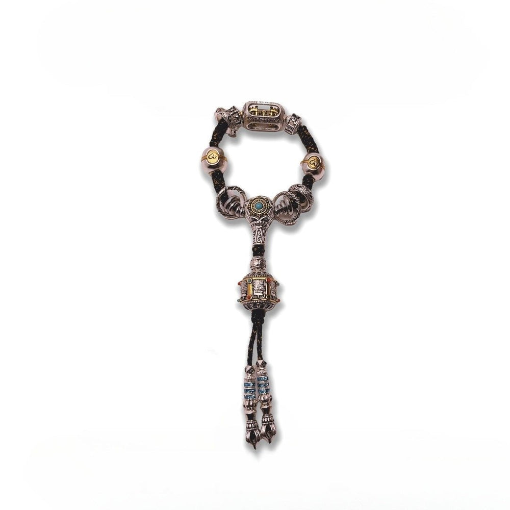 Customizable 108 Mala Set with Hexagonal Components and Brass Accents — view 2