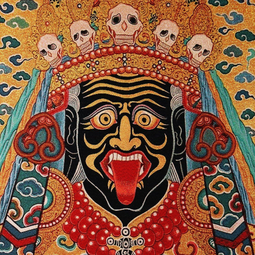 "Goddess of Windfalls" Zhaki Lamu Silk Embroidery Thangka (Female Wealth Deity) — view 3